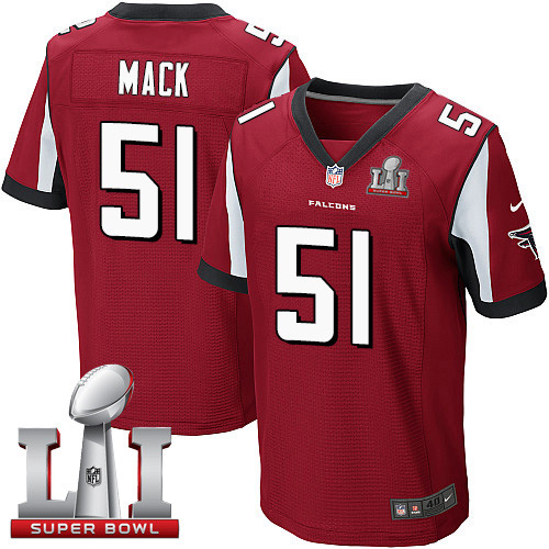 Nike Falcons #51 Alex Mack Red Team Color Super Bowl LI 51 Men's Stitched NFL Elite Jersey - Click Image to Close